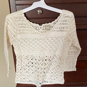 Lucky Brand Cream Crochet Knit Top